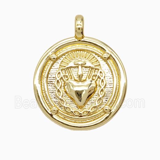 Copper Sacred Heart Pendant Gold Plated