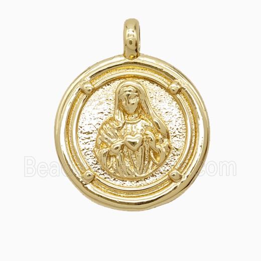 Copper Virgin Mary Pendant Gold Plated