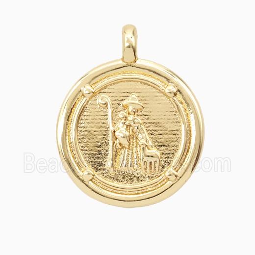 Copper Virgin Mary Pendant Gold Plated