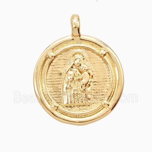 Copper Virgin Mary Pendant Gold Plated