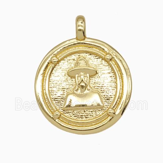 Copper Human Pendant Gold Plated