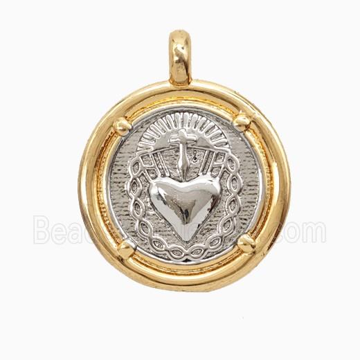 Copper Sacred Heart Pendant Platinum Gold Plated