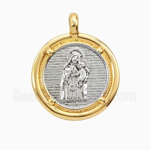 Copper Virgin Mary Pendant Platinum Gold Plated