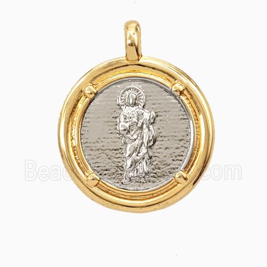 Copper Saint Jude Pendant Platinum Gold Plated