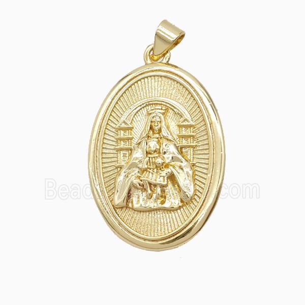 Copper Virgin Mary Pendant Gold Plated