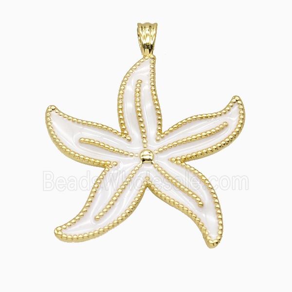 Copper Starfish Pendant White Enamel Gold Plated