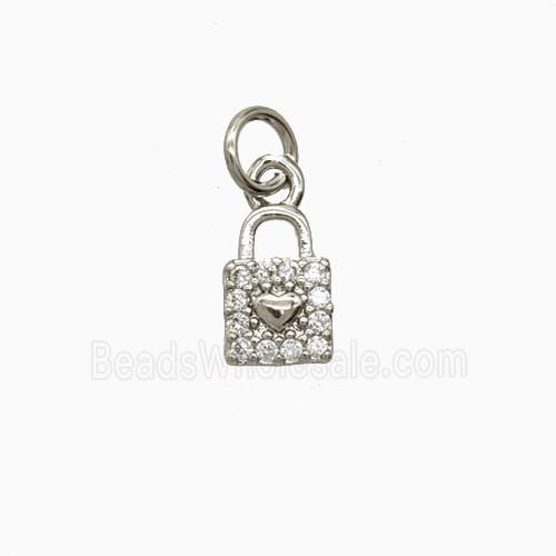 Copper Locket Pendant Pave Zirconia Platinum Plated