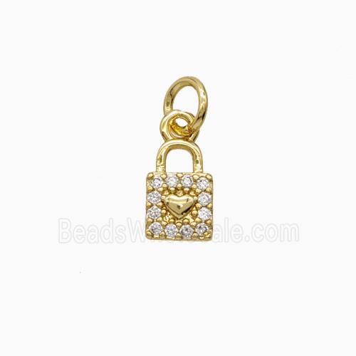 Copper Locket Pendant Pave Zirconia Gold Plated