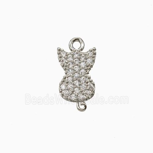 Copper Cat Pendant Pave Zirconia Platinum Plated