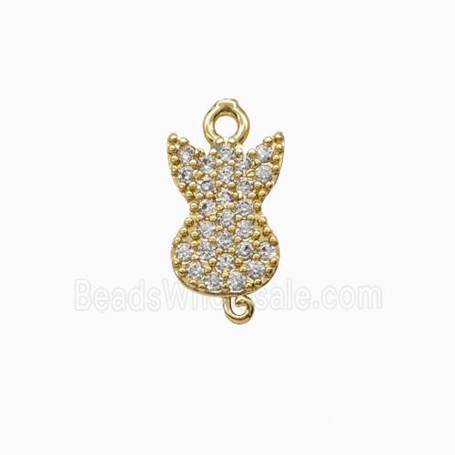 Copper Cat Pendant Pave Zirconia Gold Plated