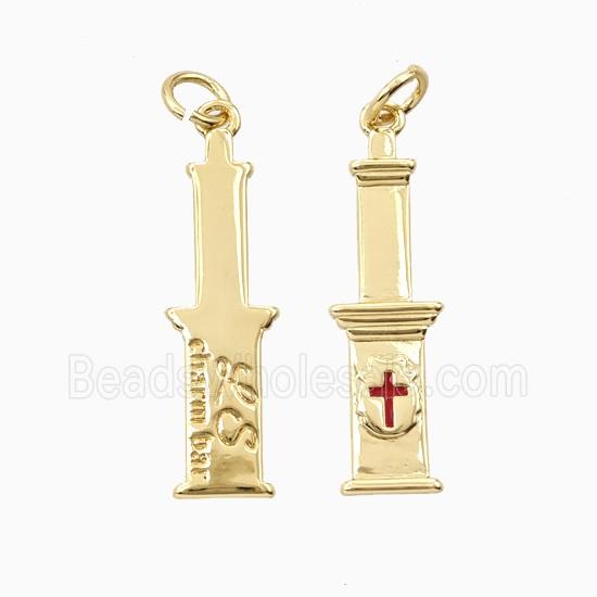 Copper Tombstone Pendant Cross Gold Plated
