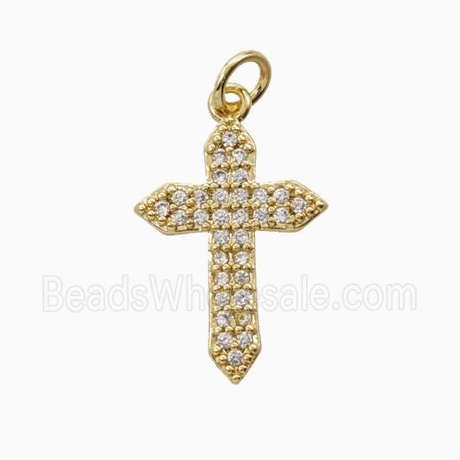Copper Cross Pendant Pave Zirconia Gold Plated