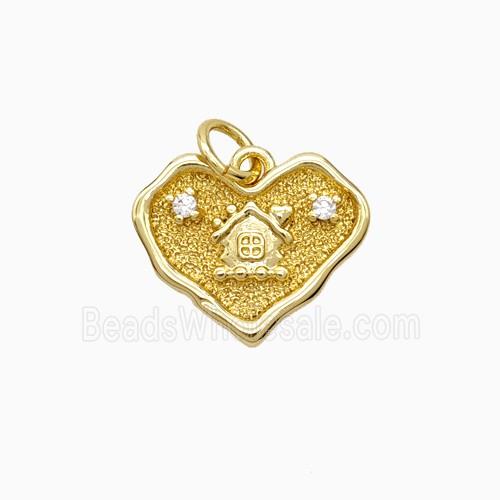 Copper Heart Pendant Pave Zirconia Gold Plated