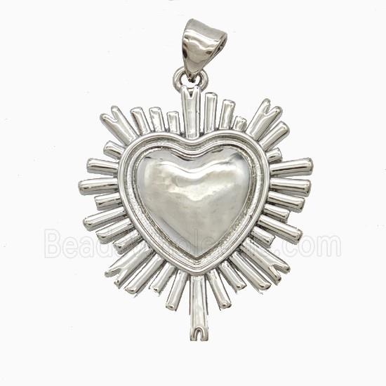 Copper Heart Pendant Platinum Plated