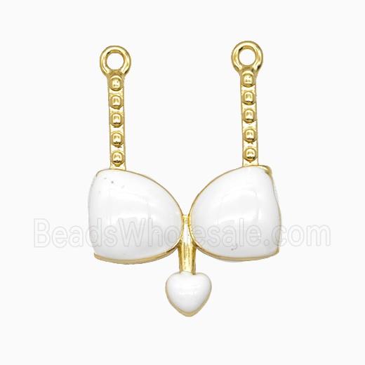 Copper Bra Bikini Pendant Heart White Enamel Gold Plated