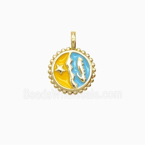 Copper Star and Oceanfish Pendant Enamel Gold Plated