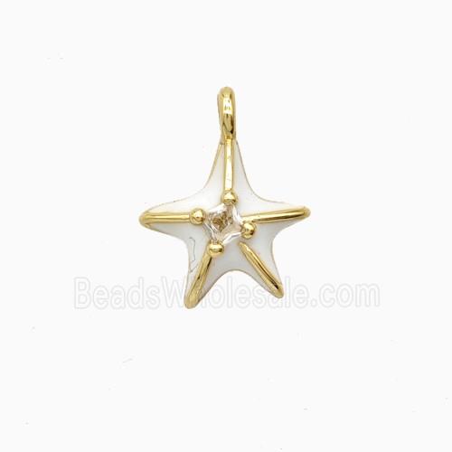Copper Starfish Pendant White Enamel Gold Plated