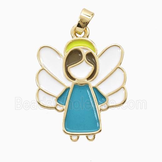 Copper Fairy Pendant Multicolor Enamel Gold Plated