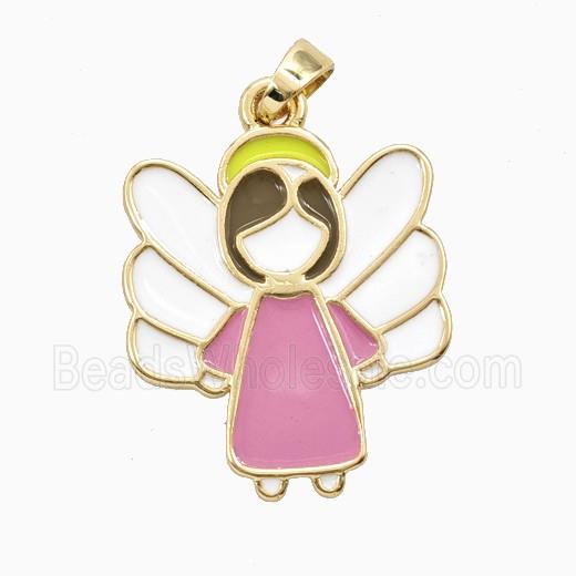 Copper Fairy Pendant Multicolor Enamel Gold Plated