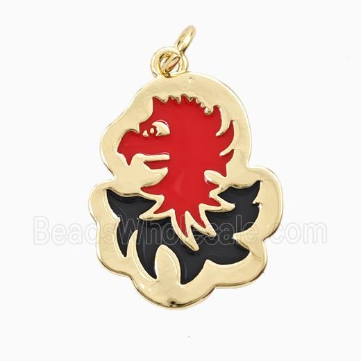 Copper Dragon Pendant Enamel Gold Plated