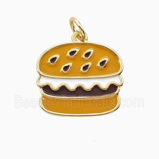 Copper Hamburger Pendant Enamel Gold Plated