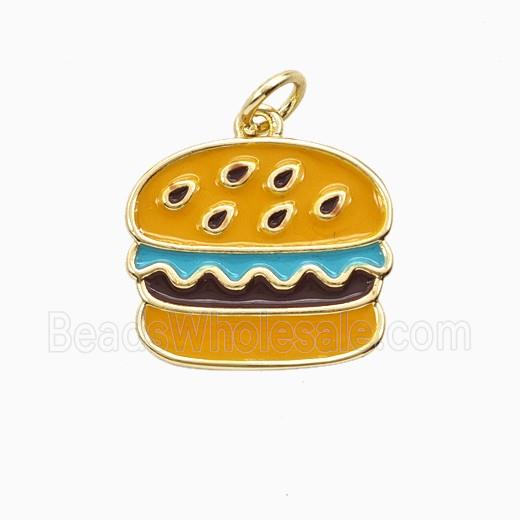 Copper Hamburger Pendant Enamel Gold Plated