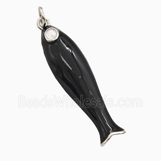 Copper Fish Pendant Blue Enamel Platinum Plated