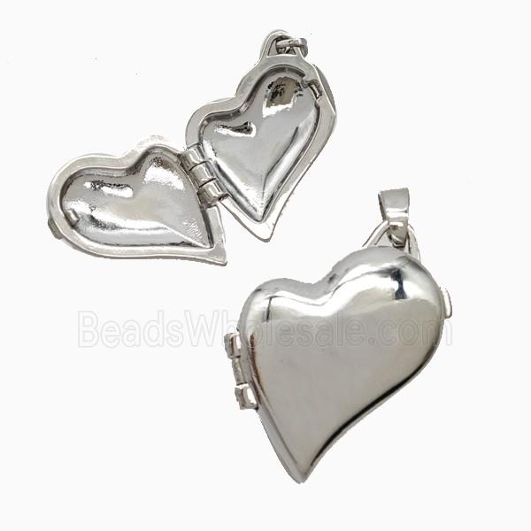 Copper Heart Locket Pendant Platinum Plated