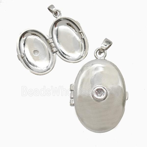 Copper Oval Locket Pendant Platinum Plated