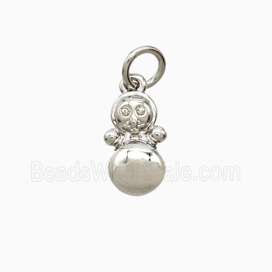 Copper Snowman Pendant Platinum Plated