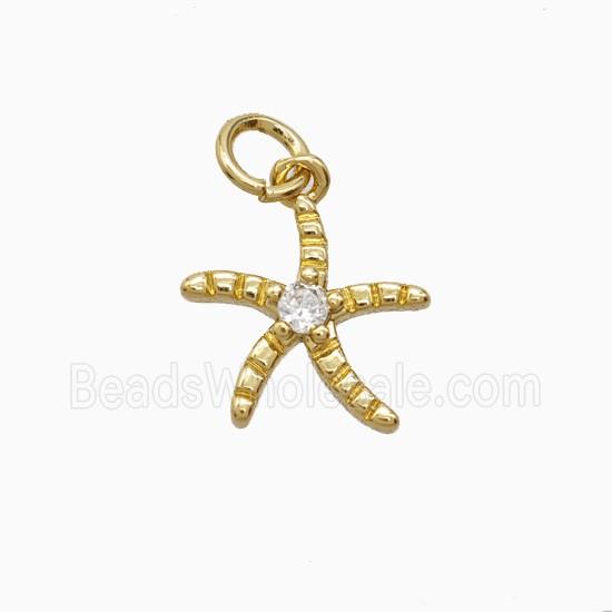 Copper Starfish Pendant Pave Zirconia Gold Plated
