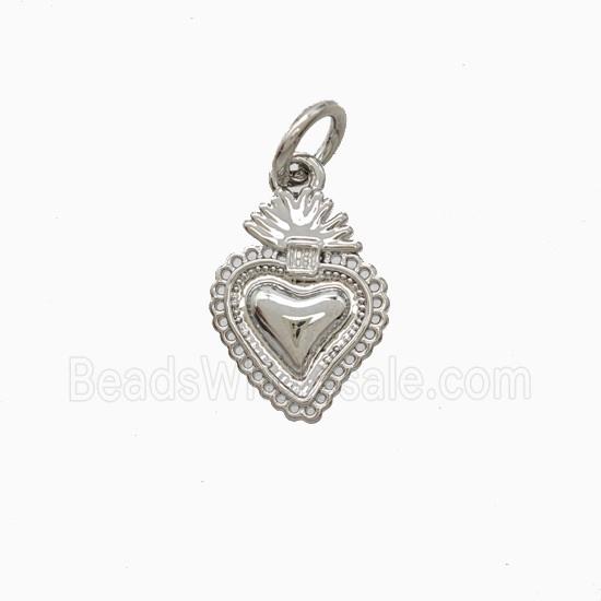 Copper Sacred Heart Pendant Platinum Plated