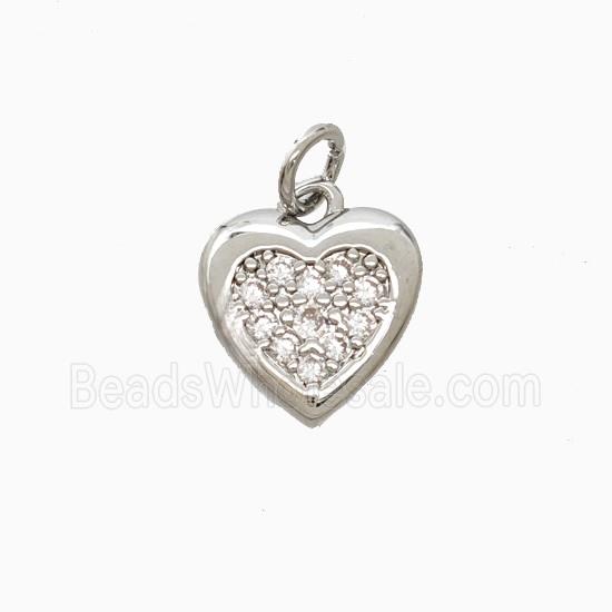 Copper Heart Pendant Pave Zirconia Platinum Plated