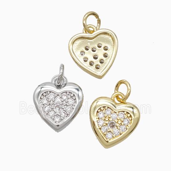 Copper Heart Pendant Pave Zirconia Mixed