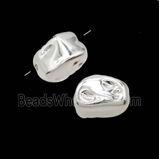 Copper Nugget Beads Freeform Hammered Shiny Silver