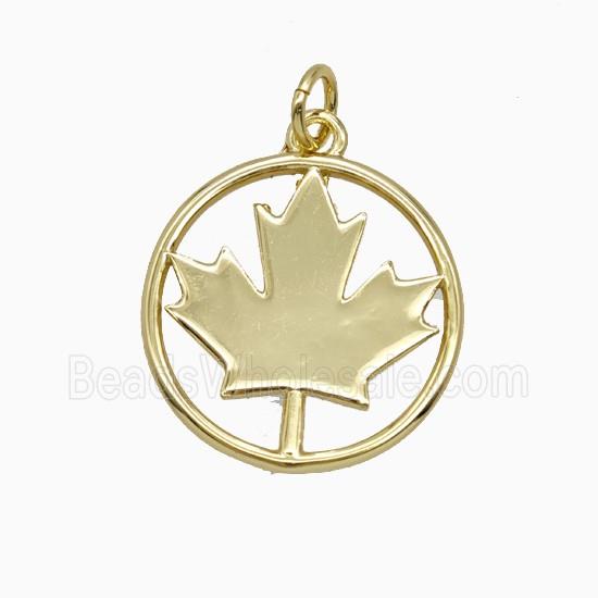 Canadian Maple Leaf Charms Copper Pendant Gold Plated
