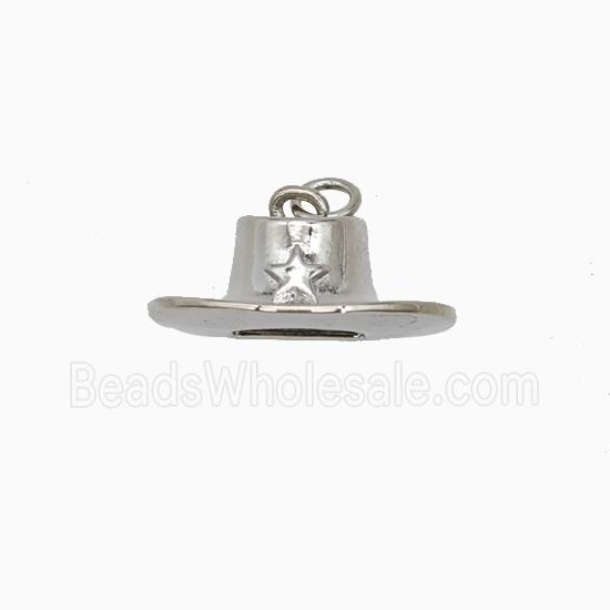 Cowboy Star Hat Charms Copper Pendant Platinum Plated