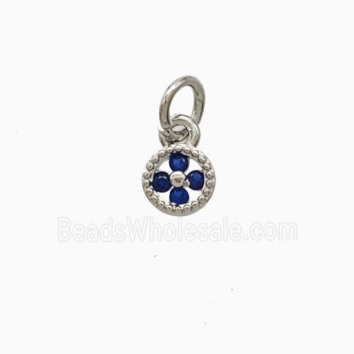 Copper Flower Pendant Pave Zirconia Platinum Plated