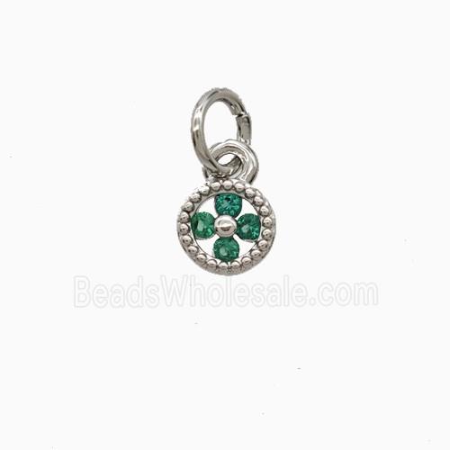 Copper Flower Pendant Pave Zirconia Platinum Plated