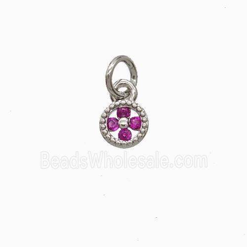 Copper Flower Pendant Pave Zirconia Platinum Plated