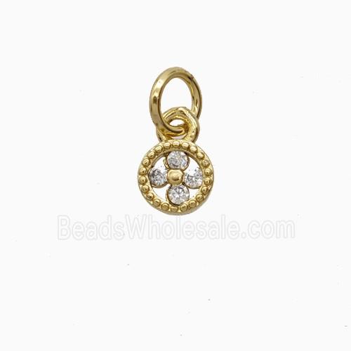 Copper Flower Pendant Pave Zirconia Gold Plated