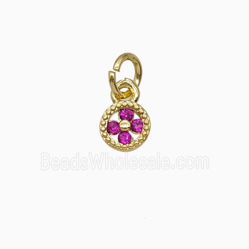 Copper Flower Pendant Pave Zirconia Gold Plated