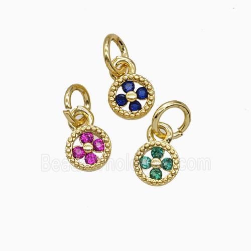 Copper Flower Pendant Pave Zirconia Gold Plated Mixed