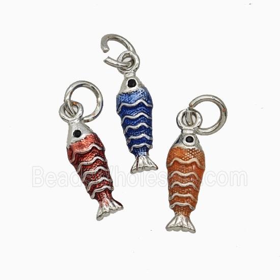Copper Fish Pendant Painted Platinum Plated Mixed
