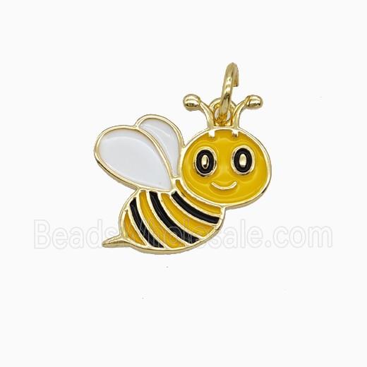 Copper Honeybee Pendant Yellow Enamel Gold Plated
