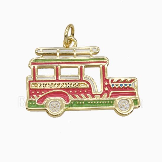 Copper Car Charms Pendant Enamel Gold Plated