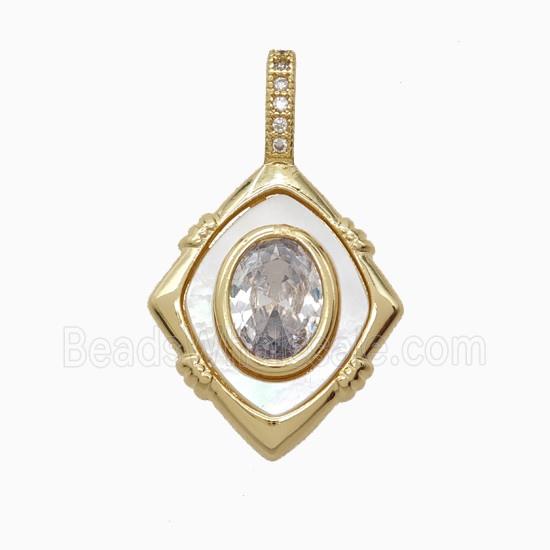 Copper Rhombic Pendant Pave Zirconia Gold Plated
