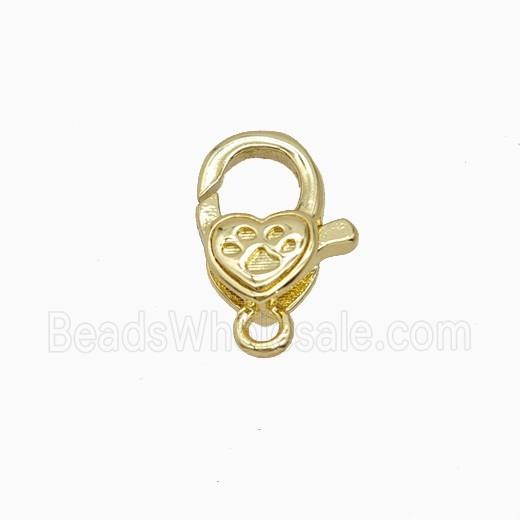 Copper Lobster Clasp Heart Paws Gold Plated