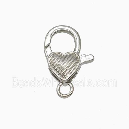 Copper Lobster Clasp Heart Platinum Plated