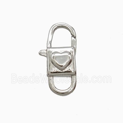 Copper Lobster Clasp Heart Platinum Plated
